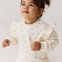 Organic Cotton Maple Sweatshirt - Simple Flowers Egret Childrens Top from Jamie Kay USA