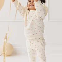 Organic Cotton Morgan Track Pant - Simple Flowers Egret Childrens Pant from Jamie Kay USA