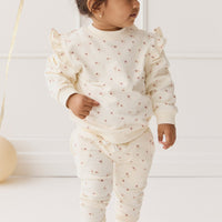 Organic Cotton Morgan Track Pant - Simple Flowers Egret Childrens Pant from Jamie Kay USA