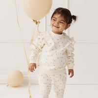 Organic Cotton Morgan Track Pant - Simple Flowers Egret Childrens Pant from Jamie Kay USA