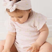 Organic Cotton Sage Onepiece - Simple Flowers Lilac Childrens Onepiece from Jamie Kay USA