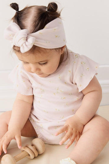 Organic Cotton Sage Onepiece - Simple Flowers Lilac Childrens Onepiece from Jamie Kay USA