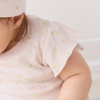 Organic Cotton Sage Onepiece - Simple Flowers Lilac Childrens Onepiece from Jamie Kay USA