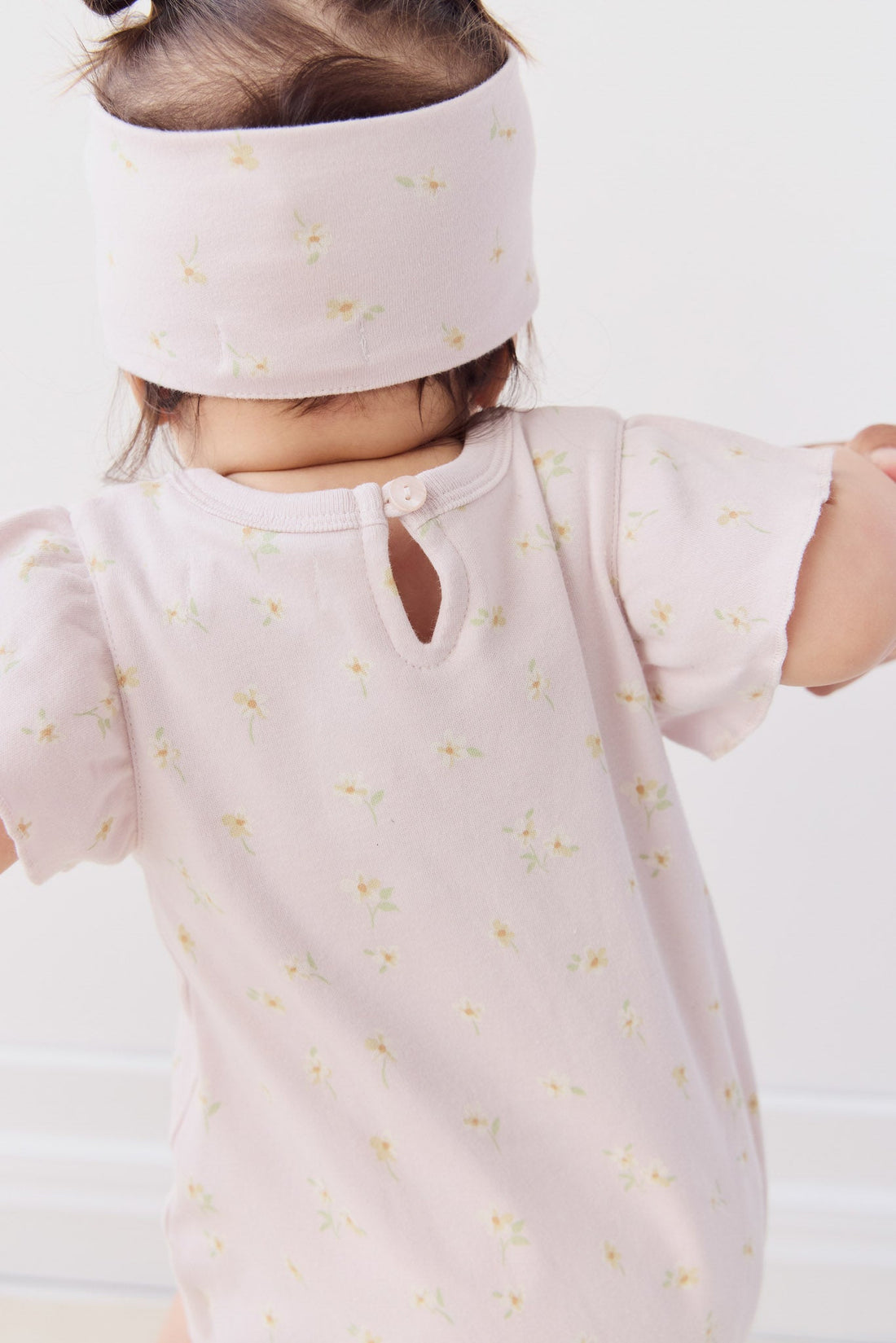 Organic Cotton Sage Onepiece - Simple Flowers Lilac Childrens Onepiece from Jamie Kay USA