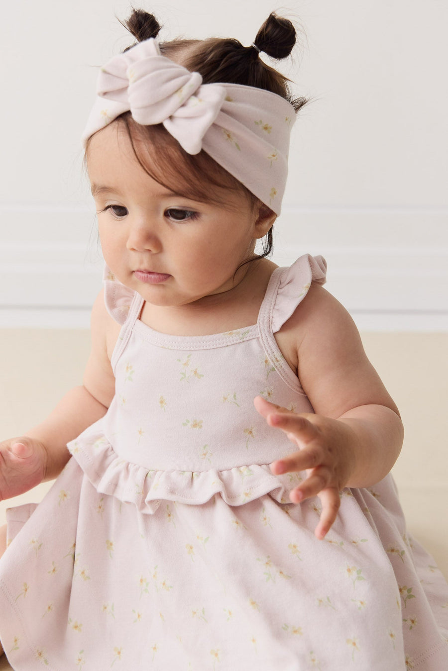 Organic Cotton Headband - Simple Flowers Lilac Childrens Headband from Jamie Kay USA