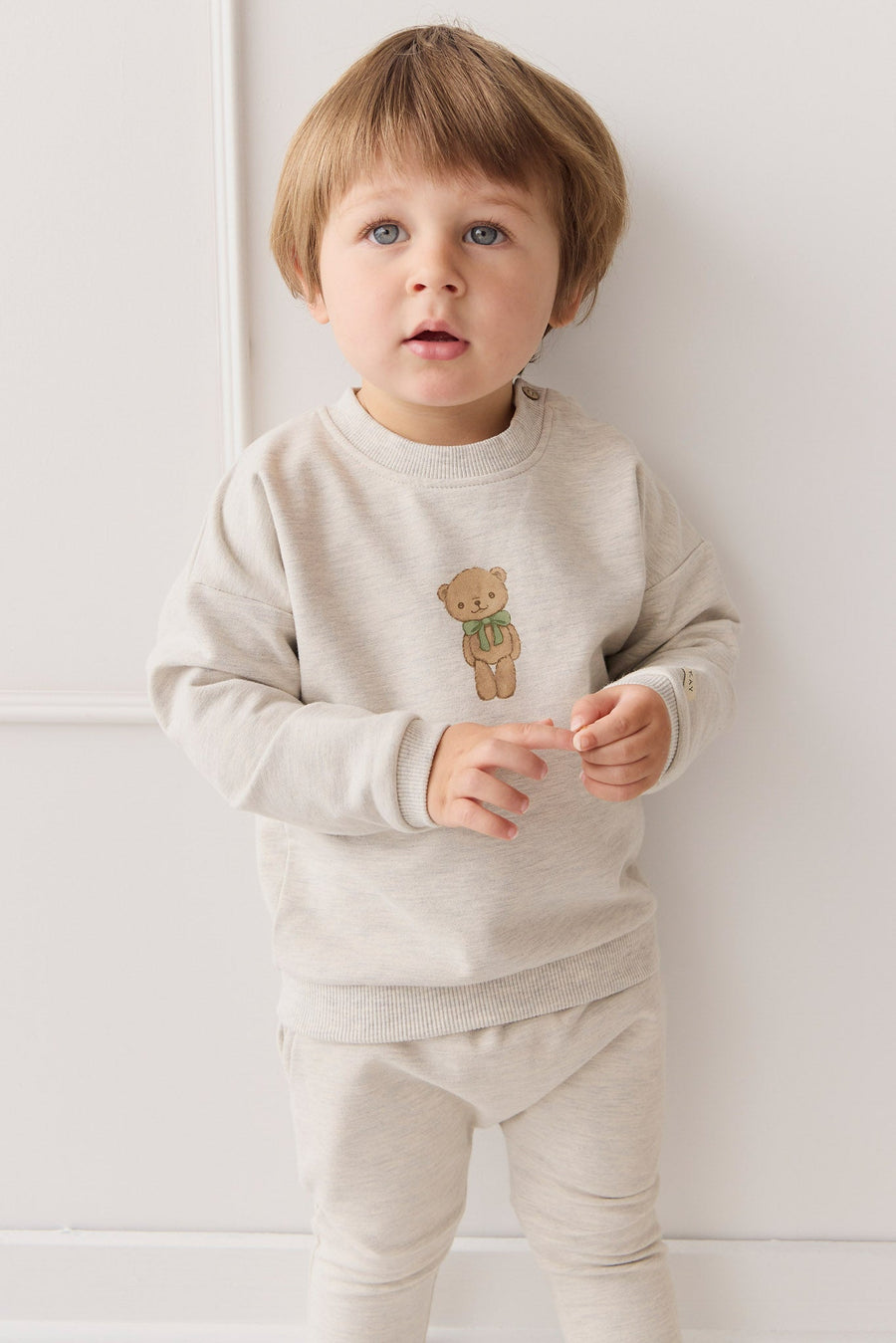 Organic Cotton Morgan Track Pant - Oatmeal Marle Childrens Pant from Jamie Kay USA