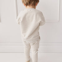 Organic Cotton Damien Sweatshirt - Oatmeal Marle Little Ted Childrens Top from Jamie Kay USA