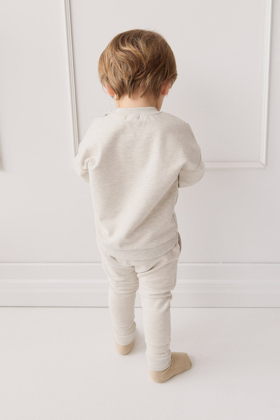 Organic Cotton Morgan Track Pant - Oatmeal Marle Childrens Pant from Jamie Kay USA