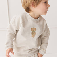 Organic Cotton Damien Sweatshirt - Oatmeal Marle Little Ted Childrens Top from Jamie Kay USA