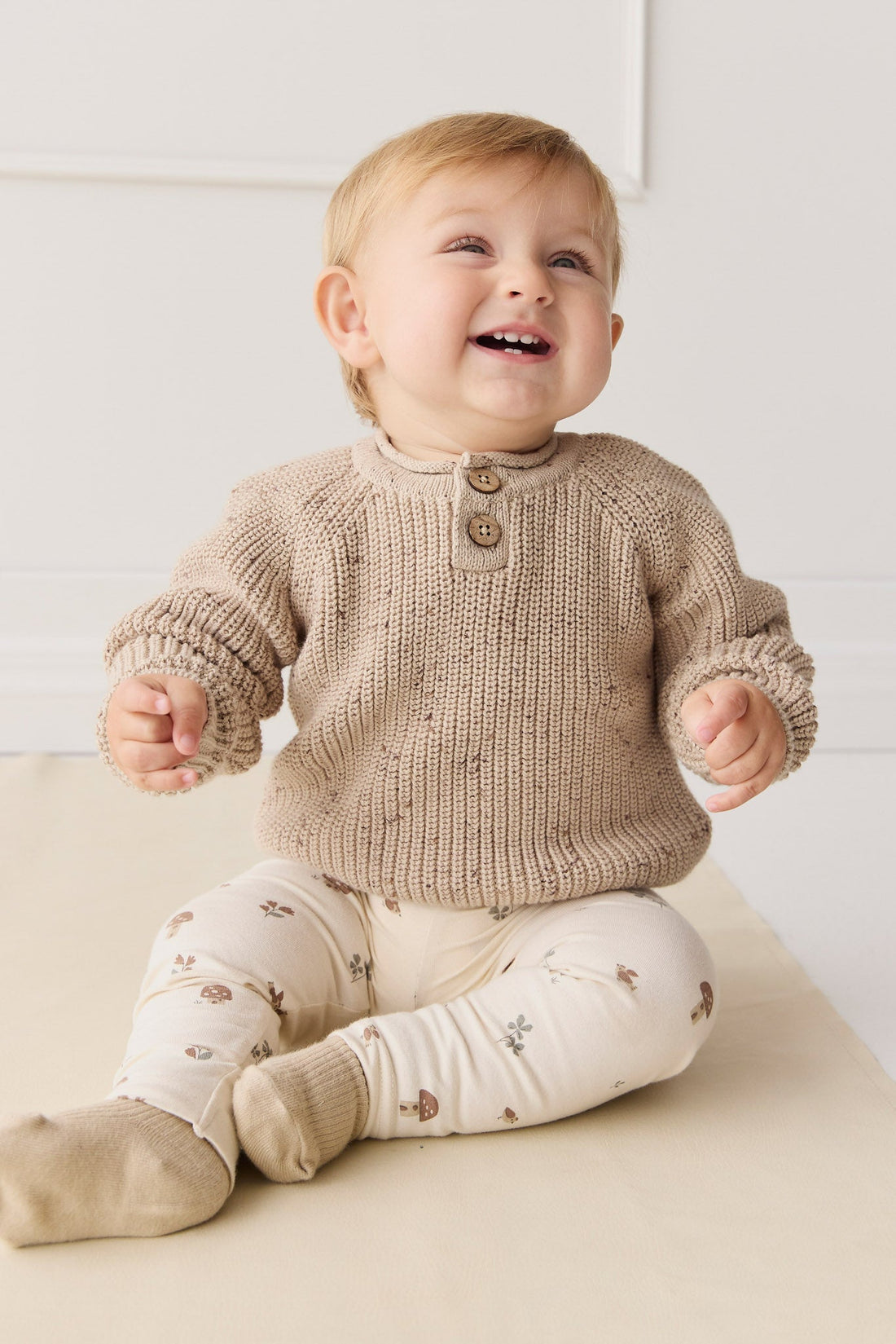 Sam Knitted Jumper - Malt Fleck Childrens Jumper from Jamie Kay USA