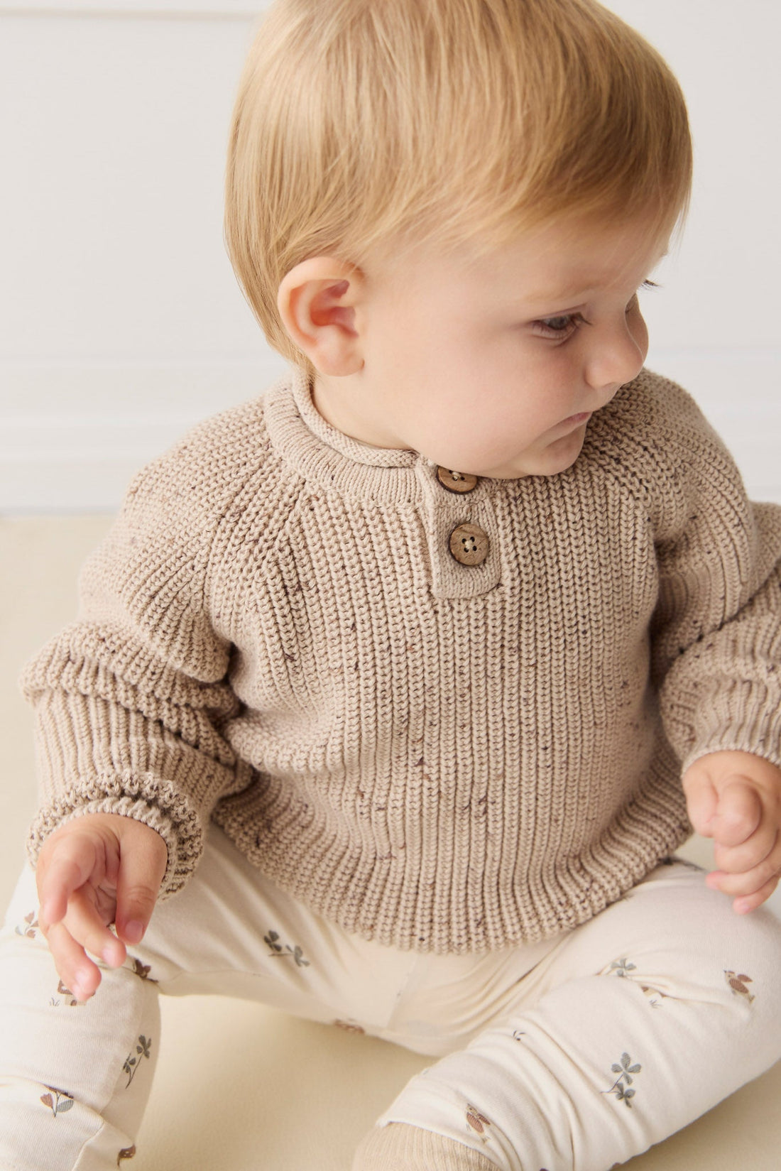 Sam Knitted Jumper - Malt Fleck Childrens Jumper from Jamie Kay USA