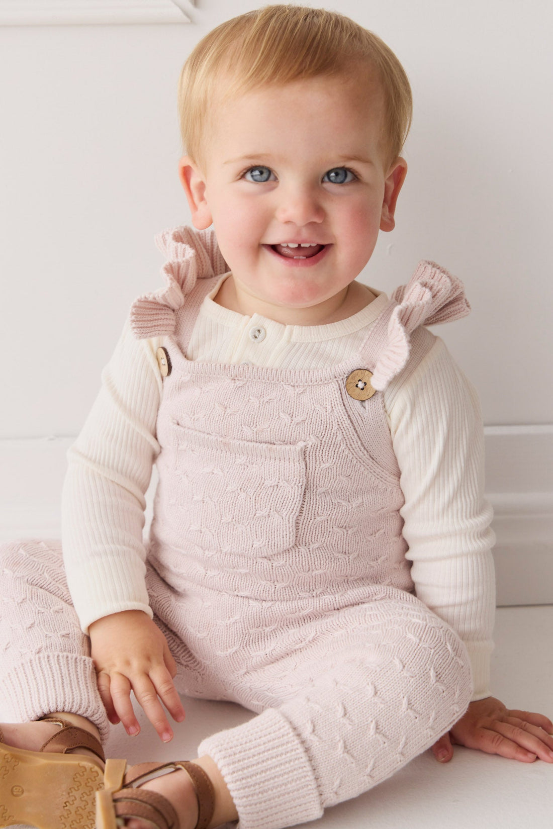 Mia Kintted Onepiece - Soft Misty Rose Childrens Onepiece from Jamie Kay USA