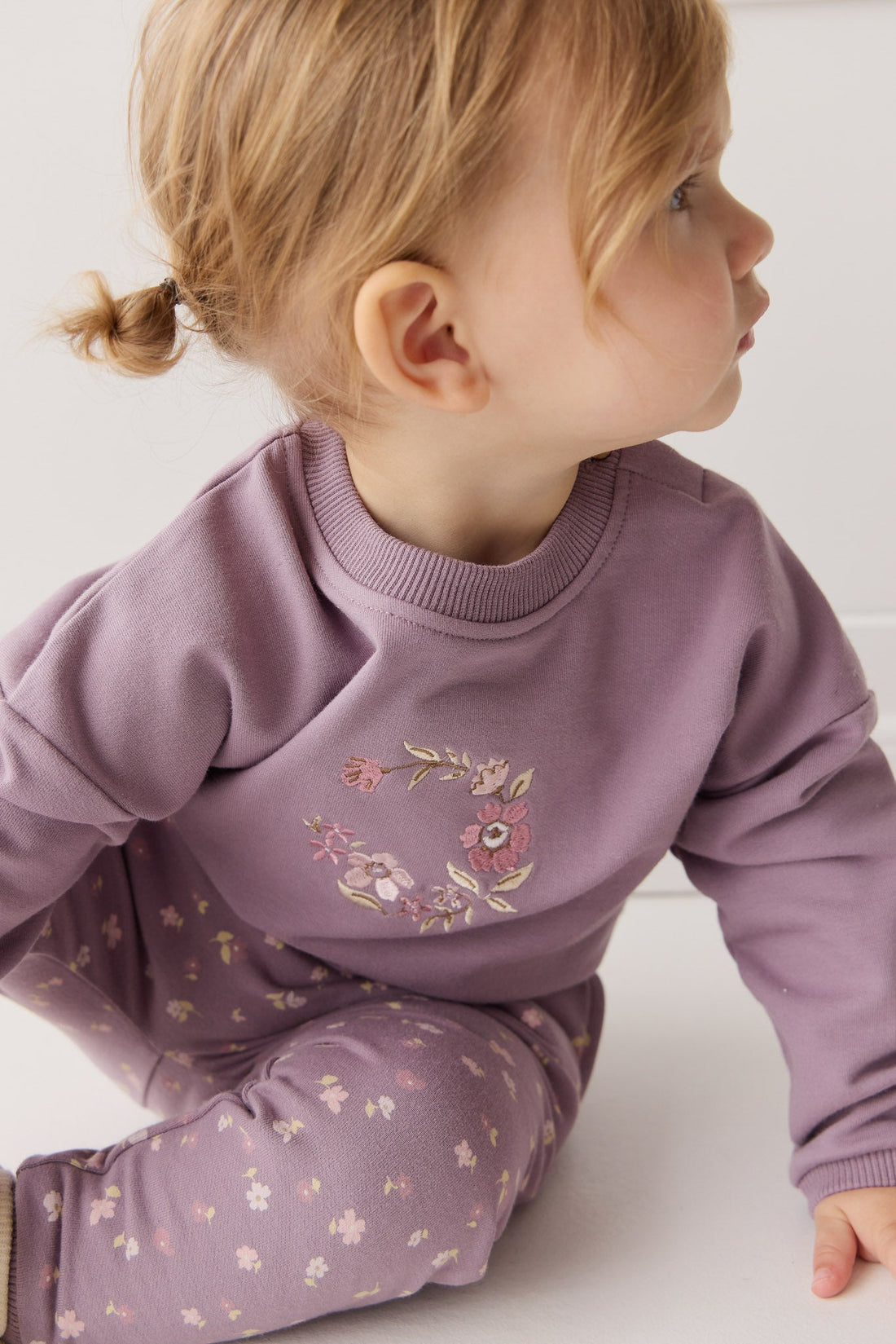 Organic Cotton Damien Sweatshirt - Vintage Violet Wreath Childrens Top from Jamie Kay USA