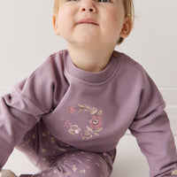 Organic Cotton Damien Sweatshirt - Vintage Violet Wreath Childrens Top from Jamie Kay USA