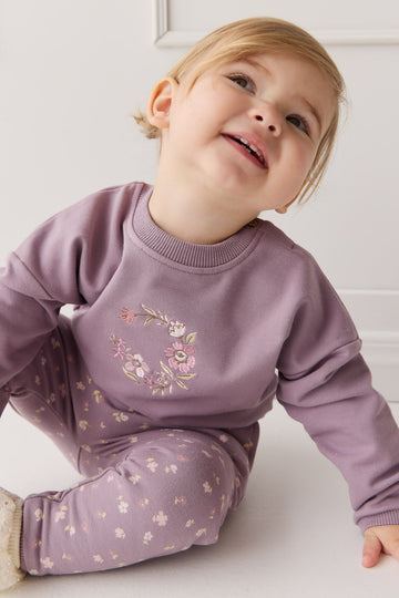 Organic Cotton Damien Sweatshirt - Vintage Violet Wreath Childrens Top from Jamie Kay USA