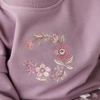 Organic Cotton Damien Sweatshirt - Vintage Violet Wreath Childrens Top from Jamie Kay USA