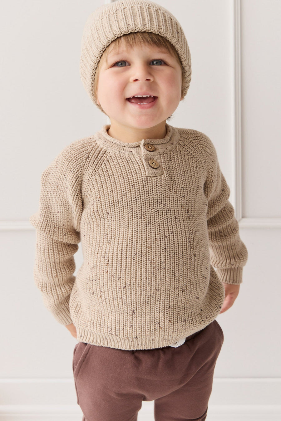 Sam Knitted Jumper - Malt Fleck Childrens Jumper from Jamie Kay USA