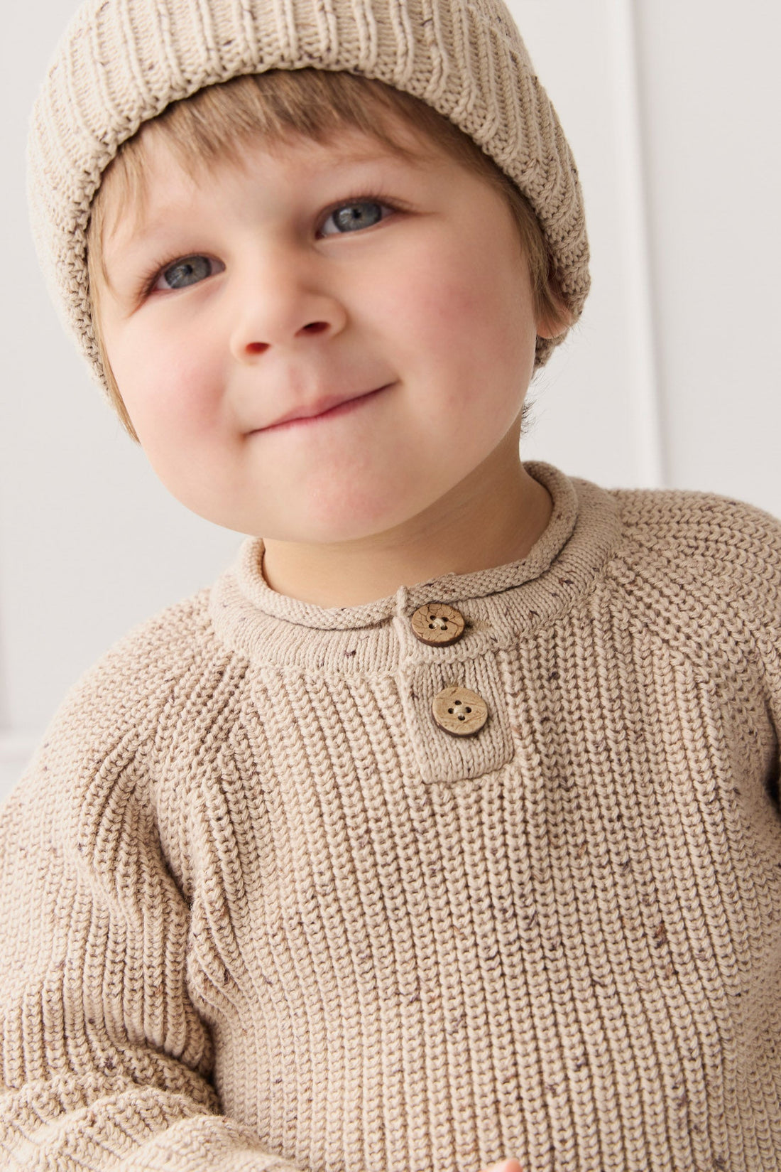 Sam Knitted Jumper - Malt Fleck Childrens Jumper from Jamie Kay USA