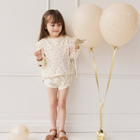 Organic Cotton Ivy Shortie - Simple Flowers Egret Childrens Short from Jamie Kay USA