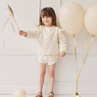 Organic Cotton Ivy Shortie - Simple Flowers Egret Childrens Short from Jamie Kay USA