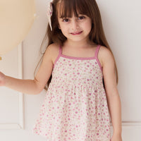 Organic Cotton Maple Singlet - Adaline Berries Ballet Pink Childrens Singlet from Jamie Kay USA