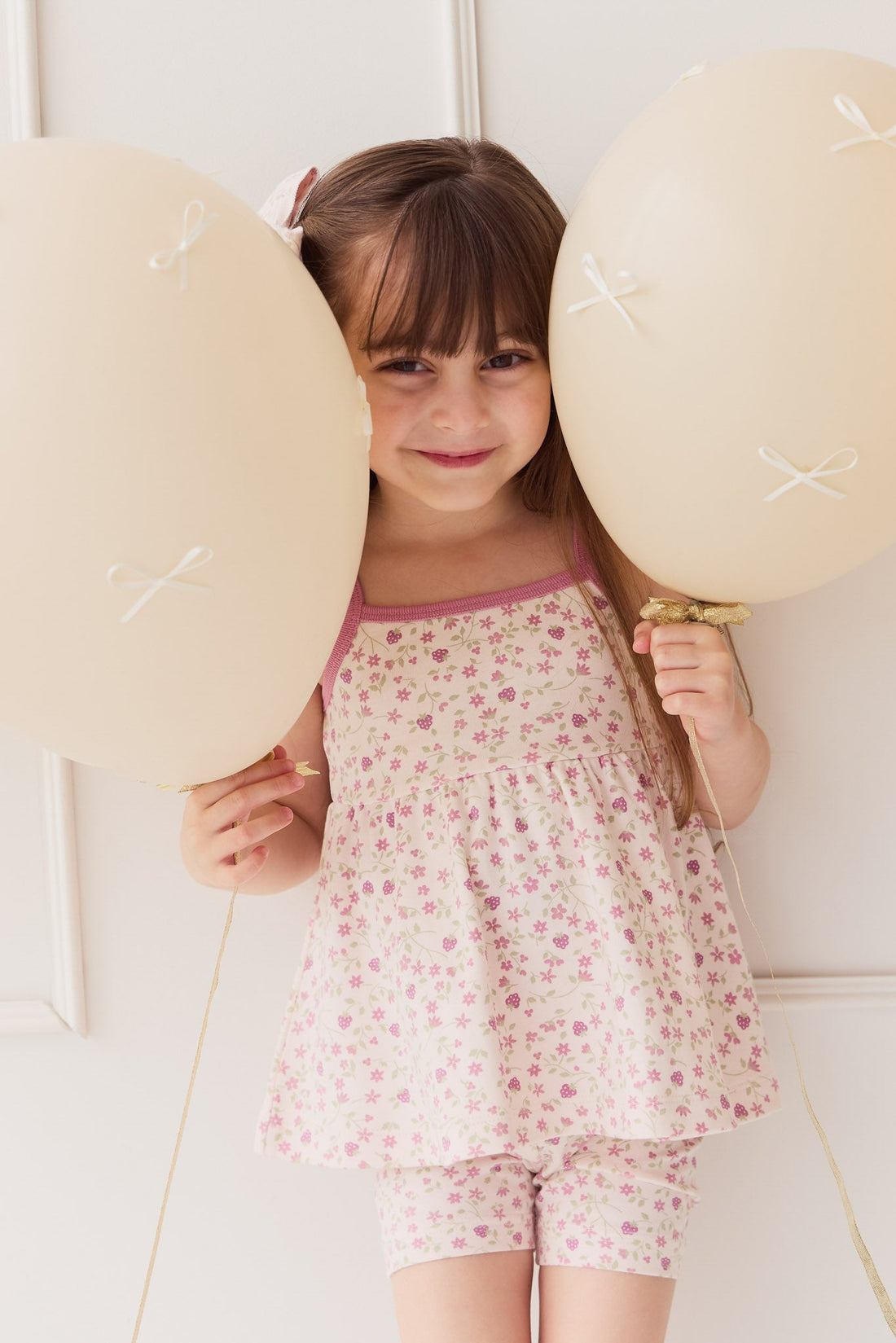 Organic Cotton Maple Singlet - Adaline Berries Ballet Pink Childrens Singlet from Jamie Kay USA