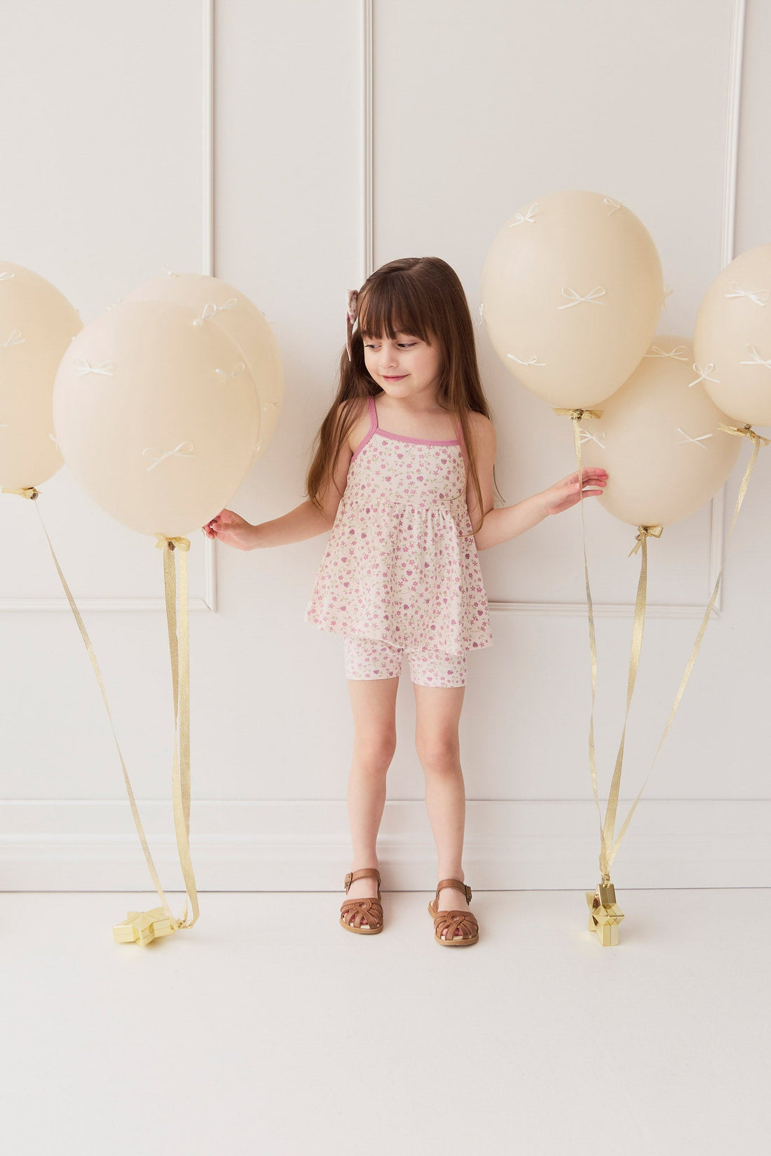 Organic Cotton Maple Singlet - Adaline Berries Ballet Pink Childrens Singlet from Jamie Kay USA