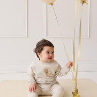 Organic Cotton Damien Sweatshirt - Oatmeal Marle Little Ted Childrens Top from Jamie Kay USA