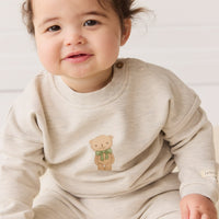 Organic Cotton Damien Sweatshirt - Oatmeal Marle Little Ted Childrens Top from Jamie Kay USA