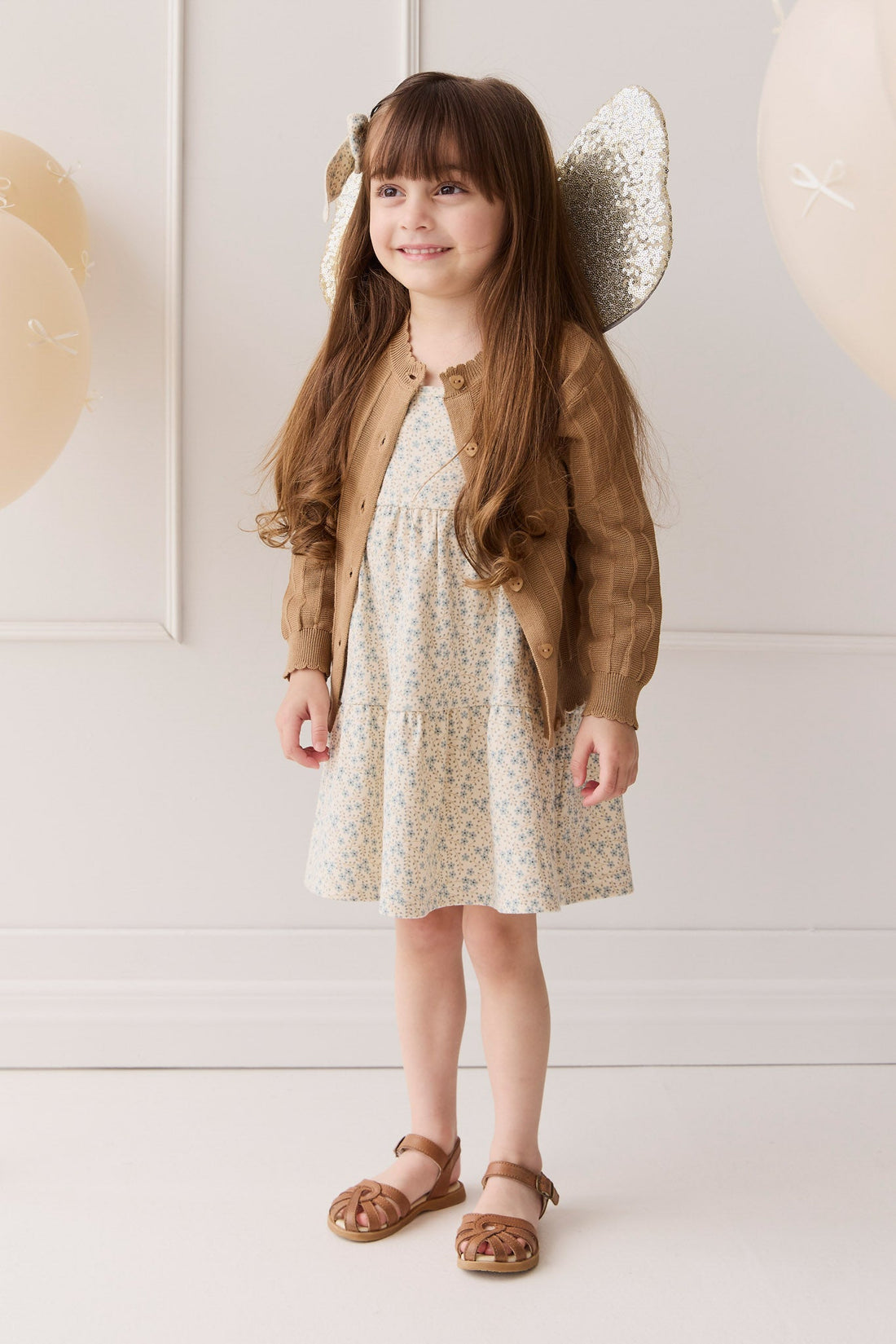 Emily Knitted Cardigan - Caramel Cream Childrens Cardigan from Jamie Kay USA