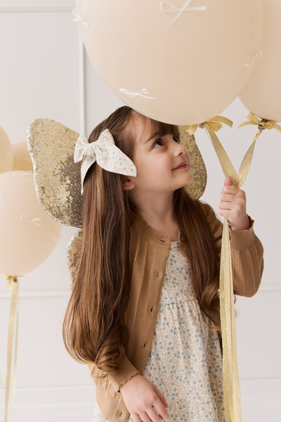 Organic Cotton Bow - Adnola Floral Childrens Hair Bow from Jamie Kay USA