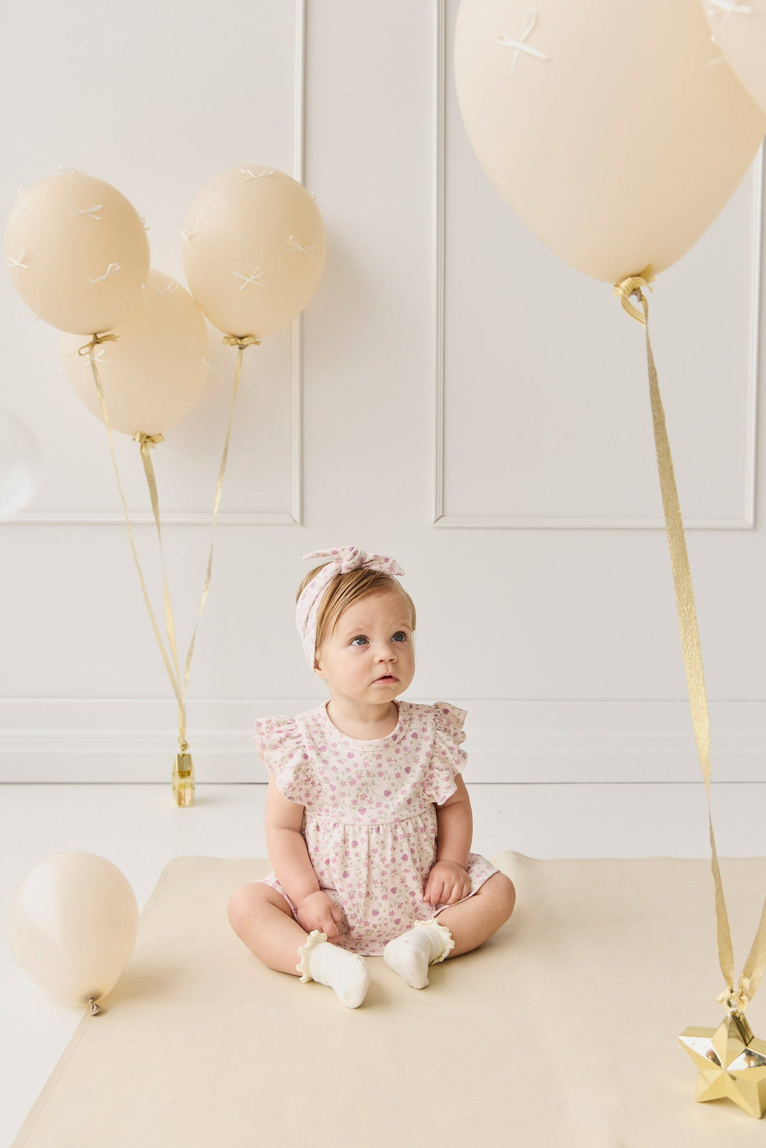 Organic Cotton Elianna Playsuit - Adaline Berries Ballet Pink Childrens Playsuit from Jamie Kay USA