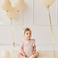 Organic Cotton Elianna Playsuit - Adaline Berries Ballet Pink Childrens Playsuit from Jamie Kay USA