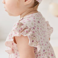 Organic Cotton Elianna Playsuit - Adaline Berries Ballet Pink Childrens Playsuit from Jamie Kay USA