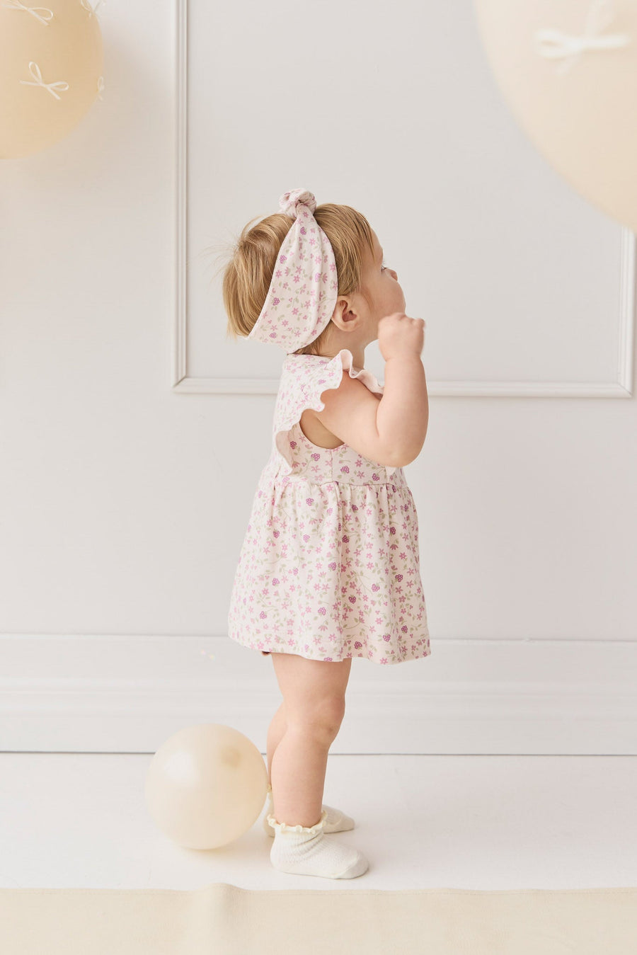 Organic Cotton Headband - Adaline Berries Ballet Pink Childrens Headband from Jamie Kay USA