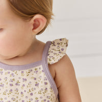 Organic Cotton Prarie Playsuit - Blueberry Field Raindrops Childrens Playsuit from Jamie Kay USA