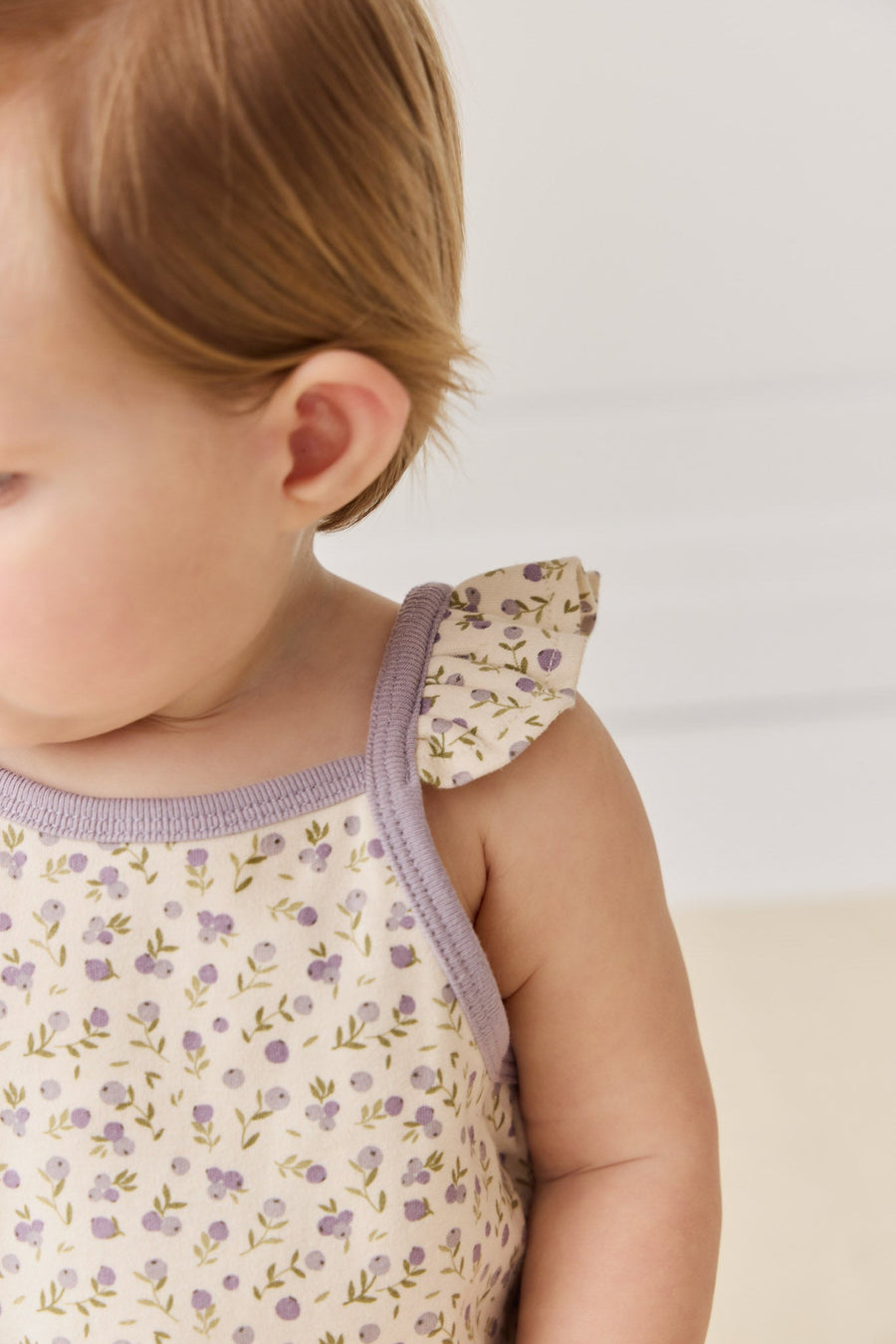 Organic Cotton Prarie Playsuit - Blueberry Field Raindrops Childrens Playsuit from Jamie Kay USA