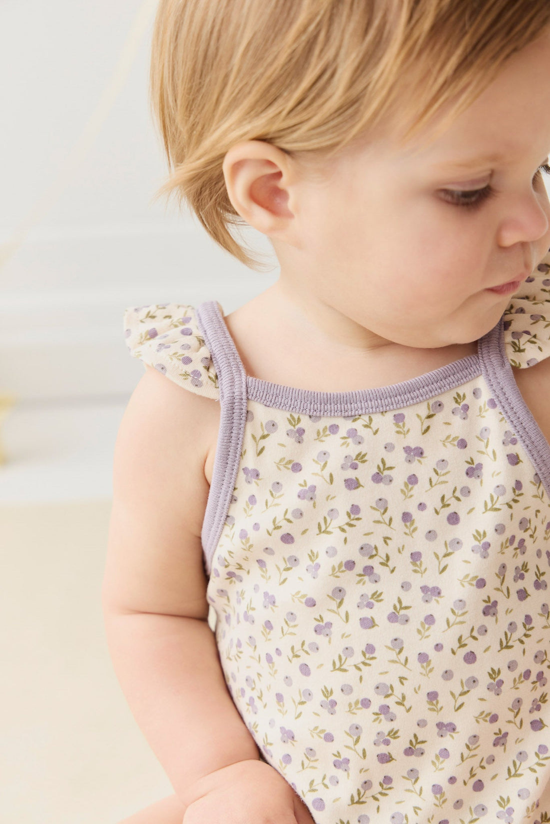 Organic Cotton Prarie Playsuit - Blueberry Field Raindrops Childrens Playsuit from Jamie Kay USA