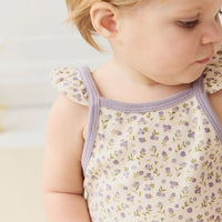 Organic Cotton Prarie Playsuit - Blueberry Field Raindrops Childrens Playsuit from Jamie Kay USA