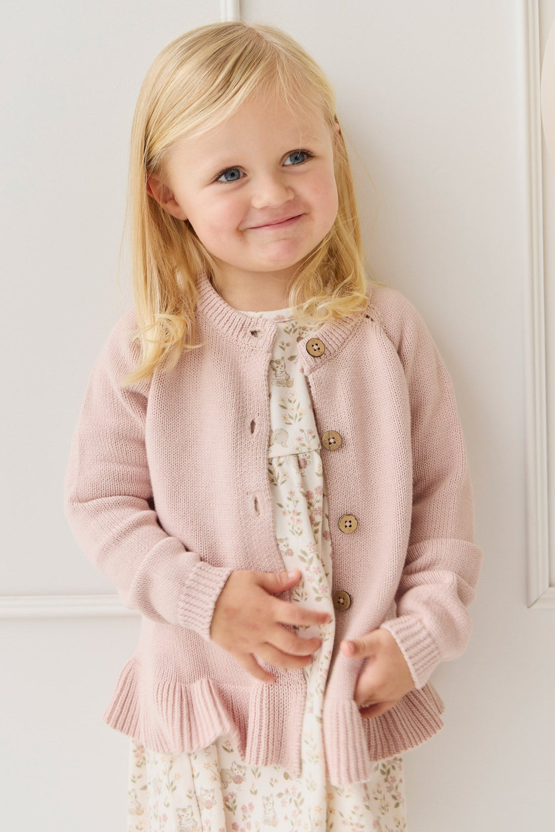 Ava Cardigan - Shell Pink Childrens Cardigan from Jamie Kay USA