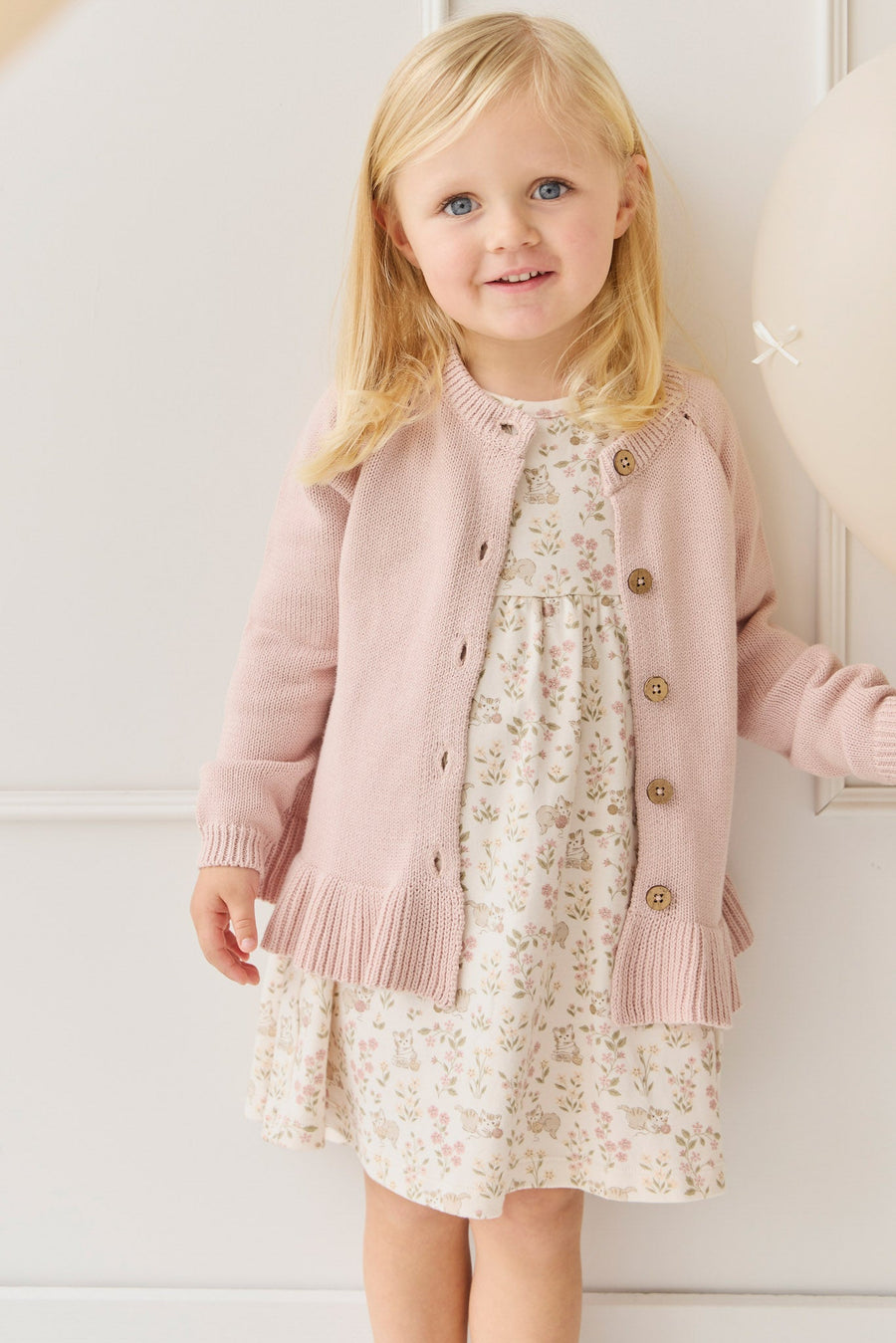 Ava Cardigan - Shell Pink Childrens Cardigan from Jamie Kay USA