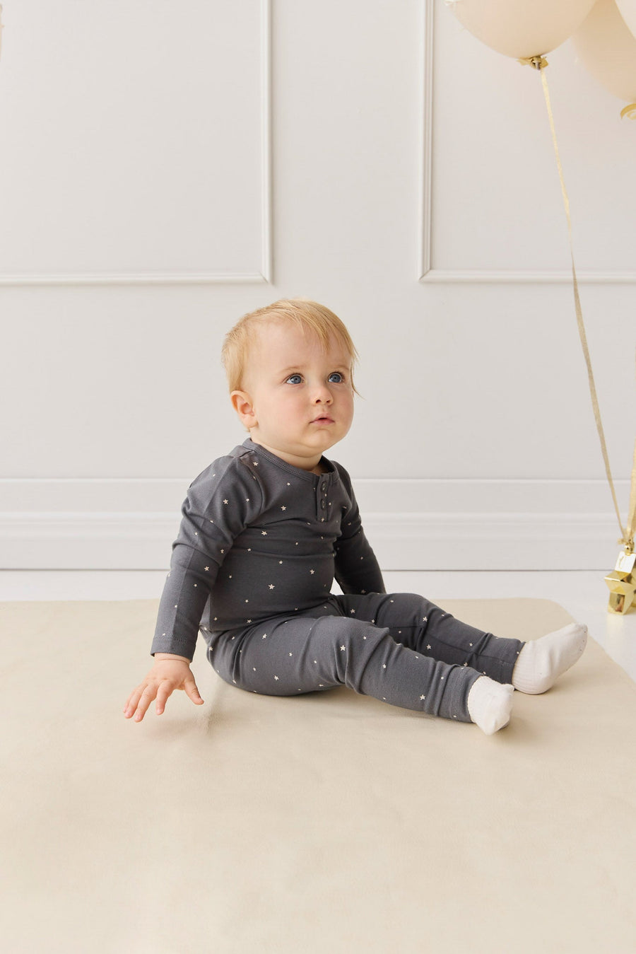 Organic Cotton Modal Long Sleeve Bodysuit - Milky Way Icelandic Childrens Bodysuit from Jamie Kay USA