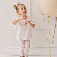 Organic Cotton Everyday Legging - Adaline Berries Ballet Pink Childrens Legging from Jamie Kay USA