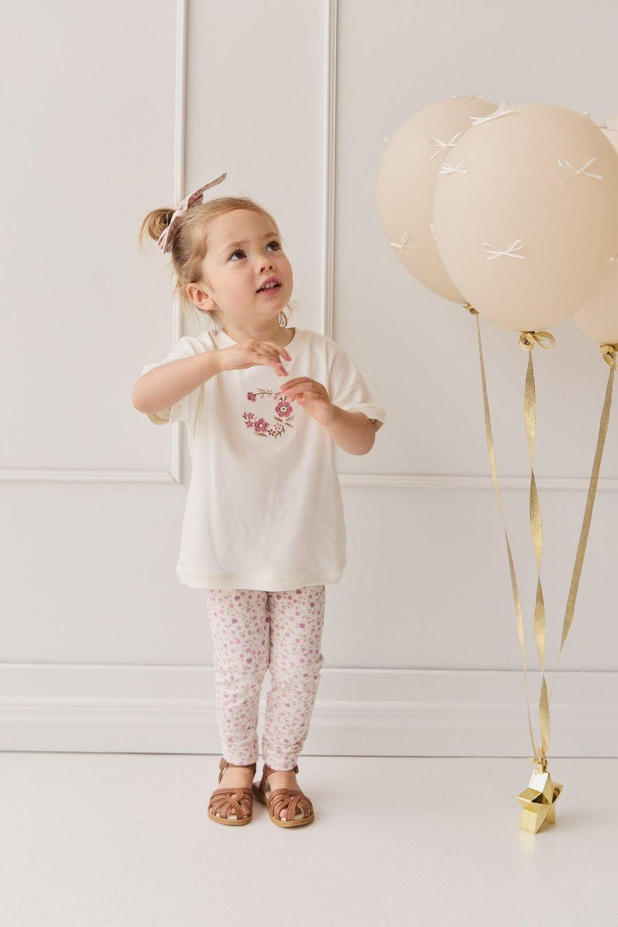 Organic Cotton Everyday Legging - Adaline Berries Ballet Pink Childrens Legging from Jamie Kay USA