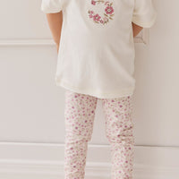 Organic Cotton Everyday Legging - Adaline Berries Ballet Pink Childrens Legging from Jamie Kay USA