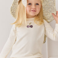 Pima Cotton Vinny Long Sleeve Top - Egret Cherry Love Lilac Childrens Top from Jamie Kay USA