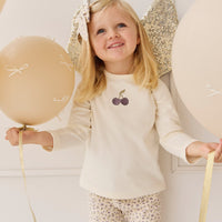 Pima Cotton Vinny Long Sleeve Top - Egret Cherry Love Lilac Childrens Top from Jamie Kay USA