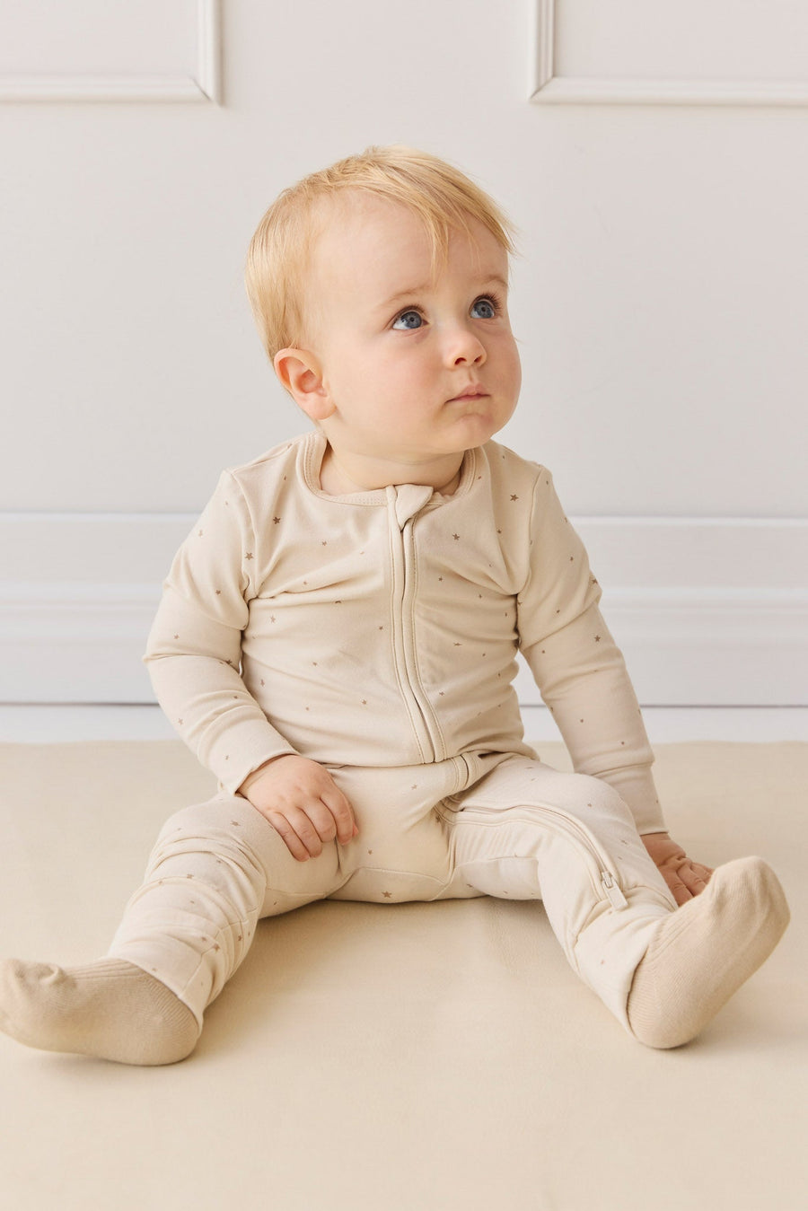 Organic Cotton Modal Frankie Onepiece - Milky Way Buff Childrens Onepiece from Jamie Kay USA