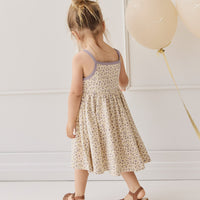 Organic Cotton Samantha Dress - Blueberry Field Raindrops Childrens Dress from Jamie Kay USA