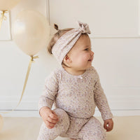 Organic Cotton Everyday Legging - Amber Floral Lilac Ash Childrens Legging from Jamie Kay USA